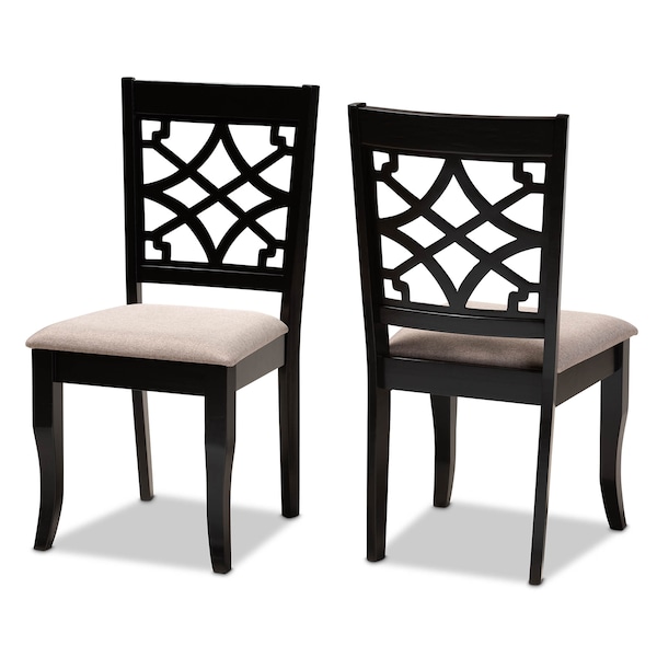 Baxton Studio Mael Sand Upholstered and Espresso Wood 2-Piece Dining Chair Set 166-10533 - main